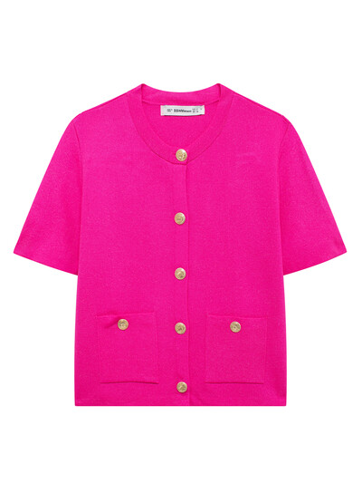 KAOPU ZA Femei cu nasturi buzunare plasate cardigan tricot vintage decolteu cu mâneci scurte îmbrăcăminte exterioară pentru femei topuri șic