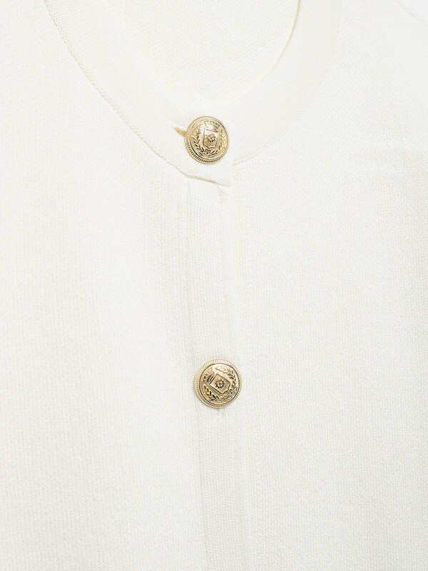 KAOPU ZA Femei cu nasturi buzunare plasate cardigan tricot vintage decolteu cu mâneci scurte îmbrăcăminte exterioară pentru femei topuri șic