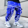 2024, primăvară și toamnă, noi pantaloni casual imprimați, pantaloni Harun, bărbați, europeni și americani, largi, cu genți multiple, rochie de lucru P