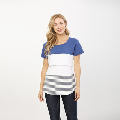 Jauni vasaras topi grūtniecēm, laktācijas perioda īss T-krekls grūtniecēm, kas baro bērnu ar krūti