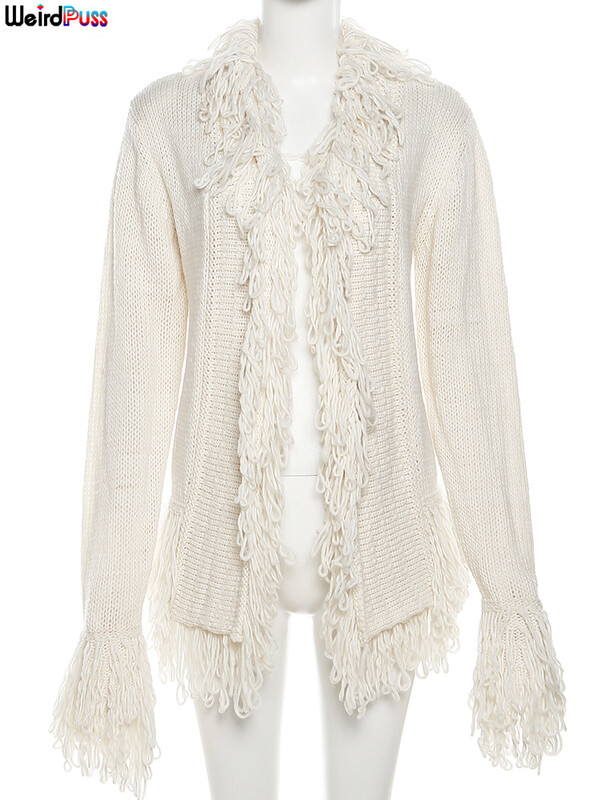 Dīvains Runcis Rudens Pušķis Džemperis Sieviešu Elegantais Modes 2023 Hipster ikdienas mētelis ar garām piedurknēm silts savvaļas ielas apģērba trikotāžas mētelis