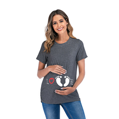 Μπλουζάκι εγκυμοσύνης 1 τεμ. Μπλουζάκι με μπλουζάκια εγκυμοσύνης για μωρά ποδαράκια στάμπα με κοντομάνικο μπλουζάκι με λαιμόκοψη Μπλουζάκι με κοντομάνικο μπλουζάκι για έγκυες μπλούζες