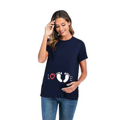 Μπλουζάκι εγκυμοσύνης 1 τεμ. Μπλουζάκι με μπλουζάκια εγκυμοσύνης για μωρά ποδαράκια στάμπα με κοντομάνικο μπλουζάκι με λαιμόκοψη Μπλουζάκι με κοντομάνικο μπλουζάκι για έγκυες μπλούζες