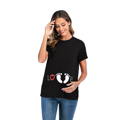 Μπλουζάκι εγκυμοσύνης 1 τεμ. Μπλουζάκι με μπλουζάκια εγκυμοσύνης για μωρά ποδαράκια στάμπα με κοντομάνικο μπλουζάκι με λαιμόκοψη Μπλουζάκι με κοντομάνικο μπλουζάκι για έγκυες μπλούζες