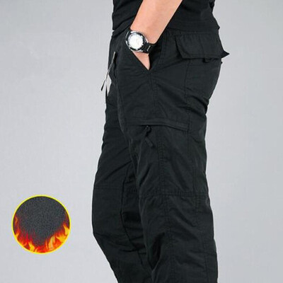 Iarna 2023 Pantaloni casual din lână gros din bumbac pentru bărbați Pantaloni cargo largi, tactici, cu două straturi, din catifea, pantaloni termici caldi