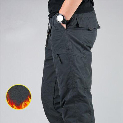 Iarna 2023 Pantaloni casual din lână gros din bumbac pentru bărbați Pantaloni cargo largi, tactici, cu două straturi, din catifea, pantaloni termici caldi