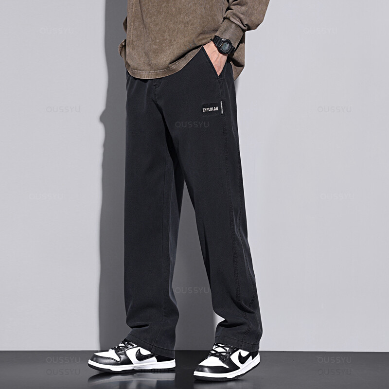 Nove nadograđene mekane ugodne tkanine od liocela muške hlače jesen-zima vrećaste ravne elastične široke hlače u struku, ležerne široke muške hlače 5XL