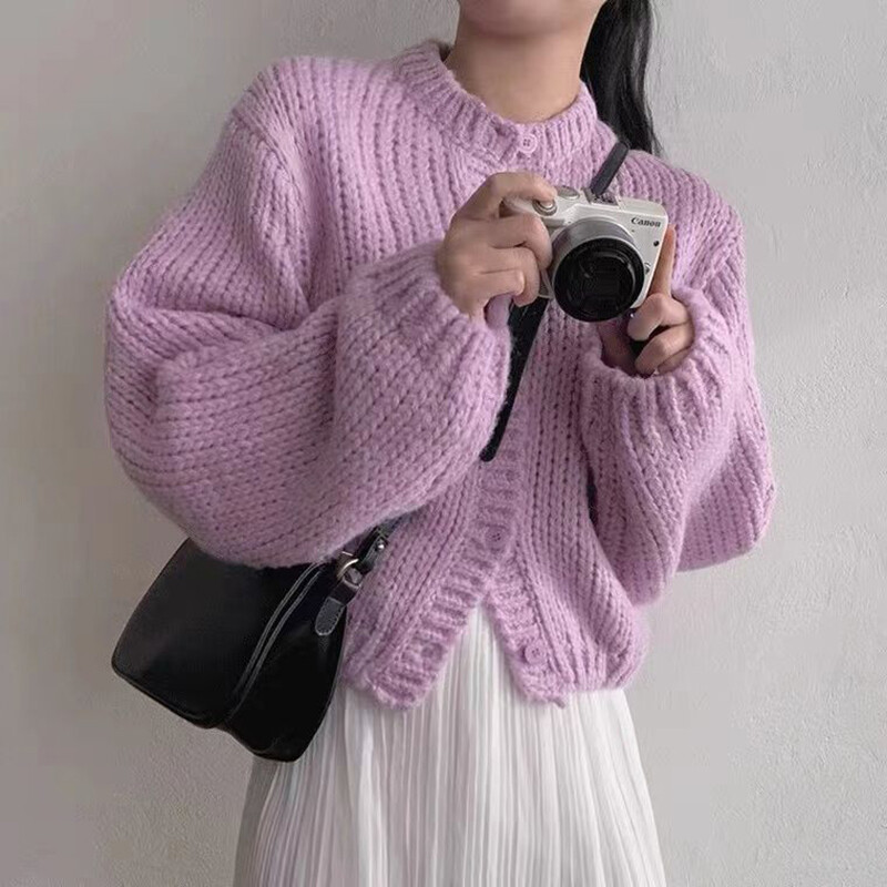 Gidyq Rudens Sieviešu jaka Džemperis Modes Korejiešu All Match Brīvi trikotāžas Mēteļi Ikdienišķs Sieviešu ielas apģērbs Apgriezta jaka Jauns