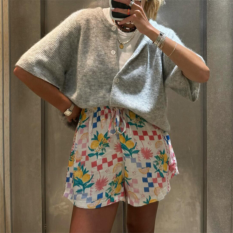 Lamuusaa y2k πουλόβερ 2000 Ρούχα μονόχρωμα στρογγυλή λαιμόκοψη Μονό στήθος κοντό μανίκι ζακέτα για γυναίκες Streetwear