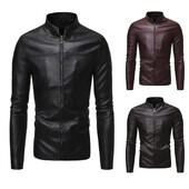 Moderna, moderna ādas jaka ar apkakli.