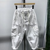 Bikses Vīriešu Vasaras Saliktas Pēdas Vilkšanas Virves Kombinezoni Pavasaris Jauns Modes Streetwear Platas kājas Haren Bikses Vīriešu Apģērbs Cargo Bikses