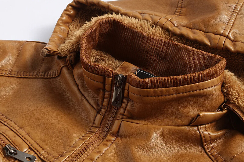 Jachetă din piele caldă pentru bărbați, în stil european pur 2020, cu glugă, în stil casual, din piele de oaie, îmbrăcăminte din piele 1603