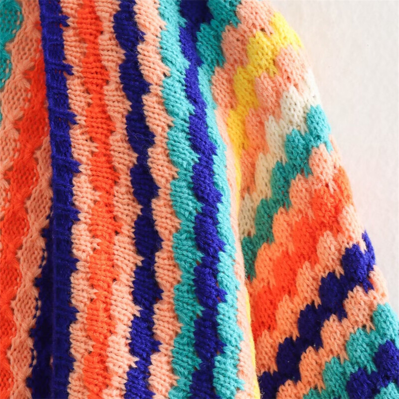 UNIZERA 2023 Φθινόπωρο/Χειμώνας Νέο προϊόν Γυναικεία Νέα Μόδα Casual Loose Πολύχρωμα Πουλόβερ Ζακέτα με γάντζο χεριών