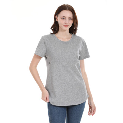 Ljetna odjeća za dojenje 2024. Majice kratkih rukava za trudnice, pamučne majice za dojenje, majice s patentnim zatvaračem za trudnice