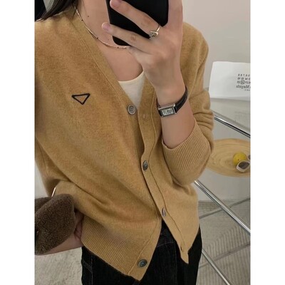 2024 Modni vez V-izrez Ženski kaput proljeće jesen vuna pleteni kardigan od 100% čistog kašmira