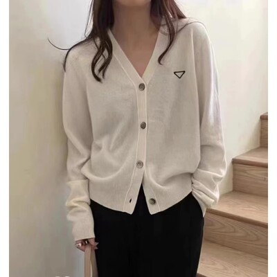2024 Modni vez V-izrez Ženski kaput proljeće jesen vuna pleteni kardigan od 100% čistog kašmira