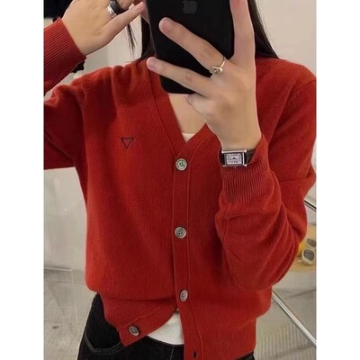 2024 Modni vez V-izrez Ženski kaput proljeće jesen vuna pleteni kardigan od 100% čistog kašmira