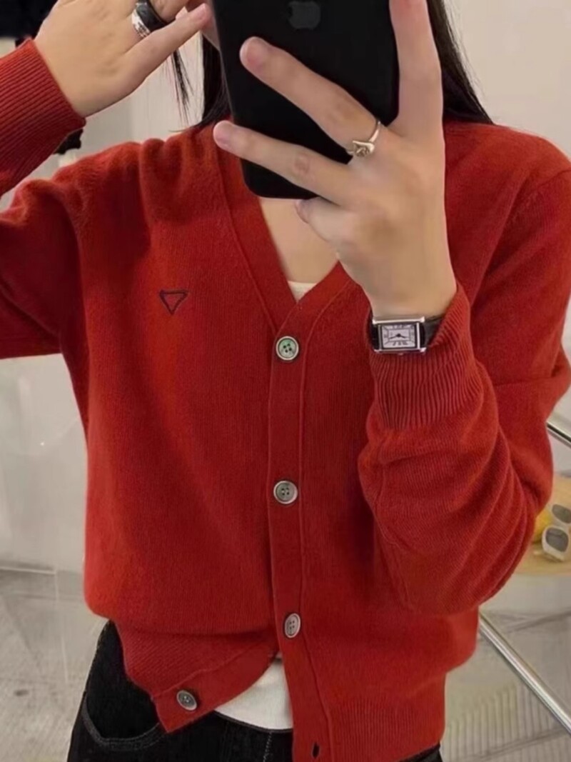 2024 Modni vez V-izrez Ženski kaput proljeće jesen vuna pleteni kardigan od 100% čistog kašmira