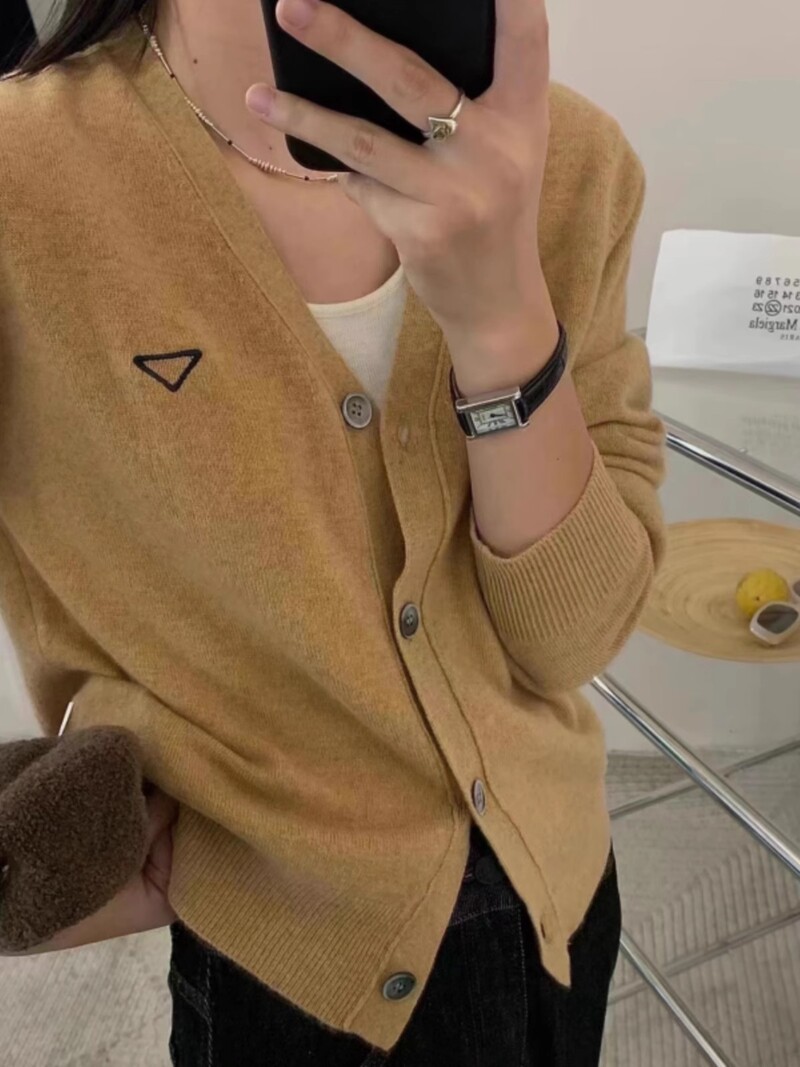 2024 Modni vez V-izrez Ženski kaput proljeće jesen vuna pleteni kardigan od 100% čistog kašmira