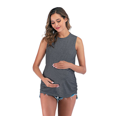 Topuri pentru alăptare cu mâneci scurte de vară, haine ocazionale de maternitate, tricou din bumbac pentru alăptare, pentru femei însărcinate, mărime mare, S-XXL