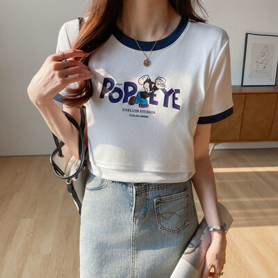 Ljetna pamučna majica kratkih rukava za dojilje Odjeća za dojilje nakon poroda Modni printovi Majice za trudnice i dojilje