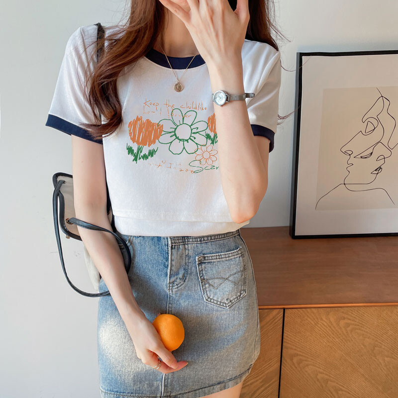 Ljetna pamučna majica kratkih rukava za dojilje Odjeća za dojilje nakon poroda Modni printovi Majice za trudnice i dojilje