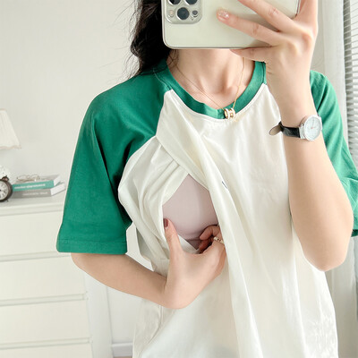 Kismama ruházat szoptatós anyáknak Szoptató póló Szoptató Ruha 8018B