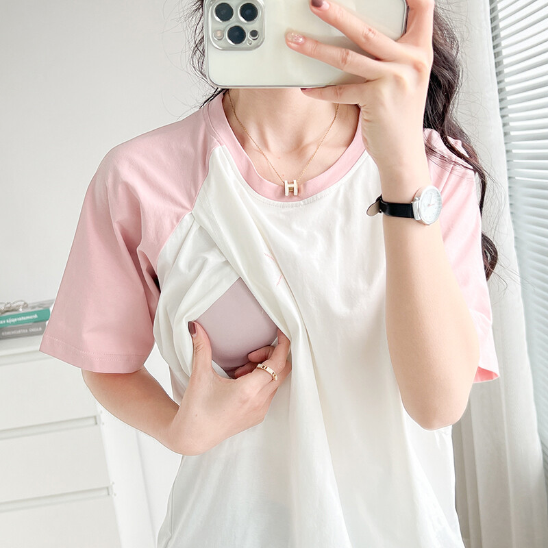 Kismama ruházat szoptatós anyáknak Szoptató póló Szoptató Ruha 8018B