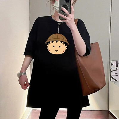 Femei însărcinate din bumbac cu desene animate de vară, ocazional, cu mâneci scurte, tricou, îmbrăcăminte pentru mamă, top din bumbac, largi, haine pentru femei însărcinate 2023