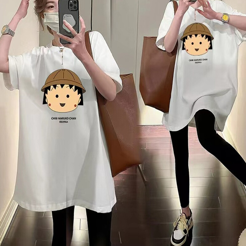 Femei însărcinate din bumbac cu desene animate de vară, ocazional, cu mâneci scurte, tricou, îmbrăcăminte pentru mamă, top din bumbac, largi, haine pentru femei însărcinate 2023