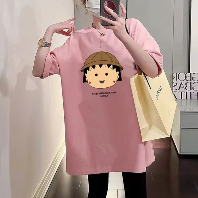 Femei însărcinate din bumbac cu desene animate de vară, ocazional, cu mâneci scurte, tricou, îmbrăcăminte pentru mamă, top din bumbac, largi, haine pentru femei însărcinate 2023