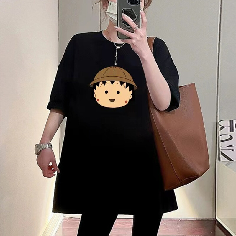 Femei însărcinate din bumbac cu desene animate de vară, ocazional, cu mâneci scurte, tricou, îmbrăcăminte pentru mamă, top din bumbac, largi, haine pentru femei însărcinate 2023