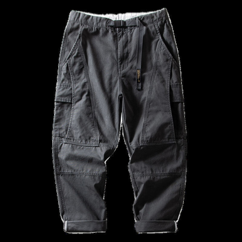 Ανοιξιάτικη μόδα φθινόπωρο Ελαστική μέση Ανδρικά ρούχα Χαλαρά μονόχρωμα κορεάτικες τσέπες ίσιες απλότητα παντελόνι Cargo