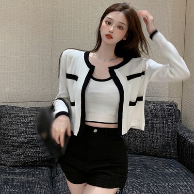 Rudeniniai megztiniai megztiniai megzti moteriška liemenė vieno dydžio ilgomis rankovėmis laisvi viršutiniai drabužiai, spalvoti blokai