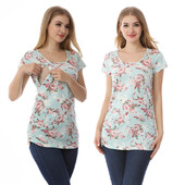 Mâneci scurte de sarcină îmbrăcăminte de maternitate Imprimare Topuri pentru alăptare Tricouri de alăptare Haine pentru femei însărcinate Tricou care alăptează