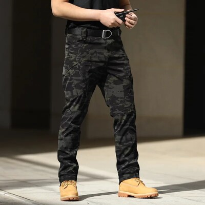Pantaloni cargo tactici militari de vară Pantaloni casual bărbați, rezistenți la uzură, cu mai multe buzunare, pantaloni de lucru pentru drumeții în aer liber, cu uscare rapidă, bărbați