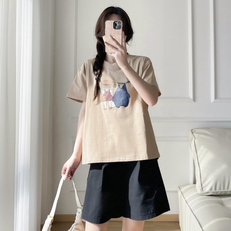 Haine pentru alăptare Cămașă de maternitate din bumbac Tricou de sarcină 2024 9219