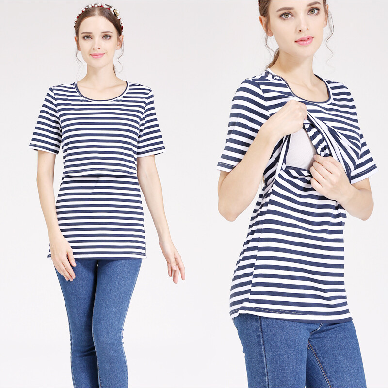 Haine de maternitate Topuri pentru alăptare Haine cu mâneci scurte pentru alăptare pentru femei însărcinate Tricou de vară pentru alăptare