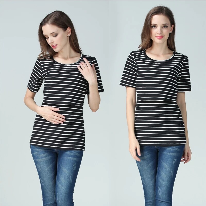 Haine de maternitate Topuri pentru alăptare Haine cu mâneci scurte pentru alăptare pentru femei însărcinate Tricou de vară pentru alăptare