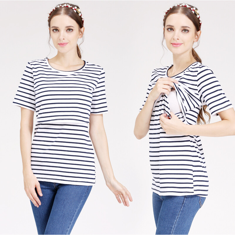 Haine de maternitate Topuri pentru alăptare Haine cu mâneci scurte pentru alăptare pentru femei însărcinate Tricou de vară pentru alăptare