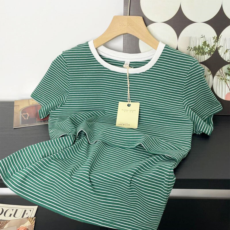 Csíkos mellnyitó, szoptató póló kismama ruházat terhes nők számára 1006