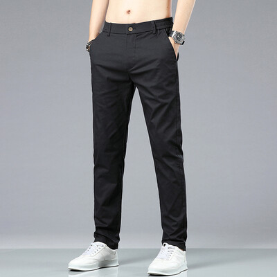 2024 Nou 98% bumbac, clasic, subțire, pantaloni elastici, la modă, de vară, subțiri, moale, bărbați, casual, respirație coreeană, pantaloni 28-38