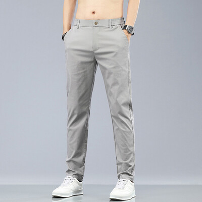 2024 Nou 98% bumbac, clasic, subțire, pantaloni elastici, la modă, de vară, subțiri, moale, bărbați, casual, respirație coreeană, pantaloni 28-38