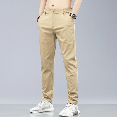 2024 Nou 98% bumbac, clasic, subțire, pantaloni elastici, la modă, de vară, subțiri, moale, bărbați, casual, respirație coreeană, pantaloni 28-38