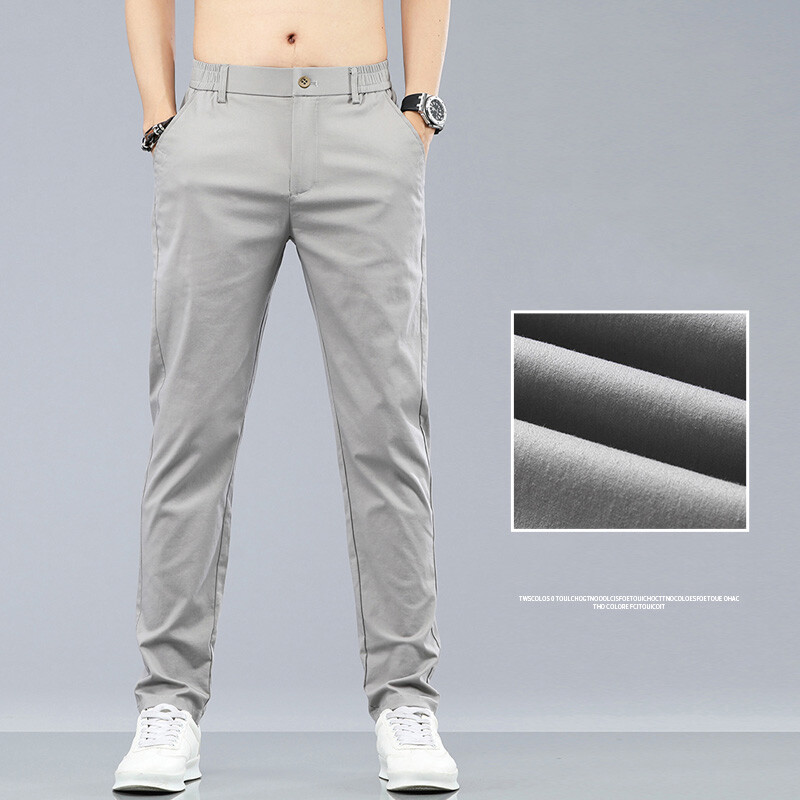2024 Nou 98% bumbac, clasic, subțire, pantaloni elastici, la modă, de vară, subțiri, moale, bărbați, casual, respirație coreeană, pantaloni 28-38