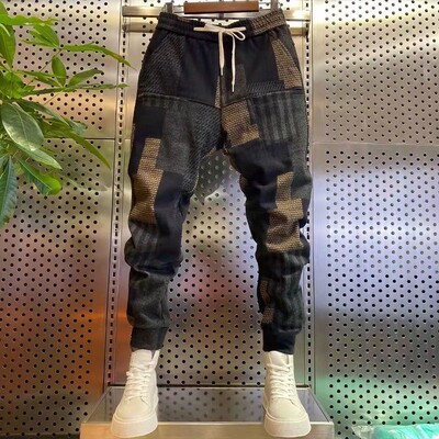 Lână de pluș 2022, pentru bărbați, vară iarnă, cu șase buzunare, pantaloni casual, pantaloni harem elastici, pantaloni largi