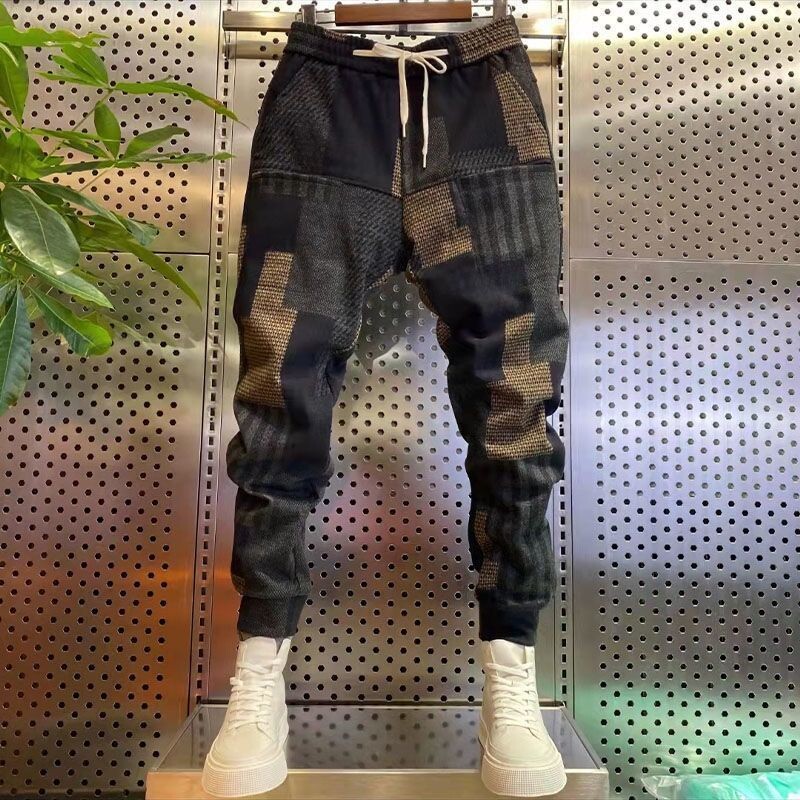 Lână de pluș 2022, pentru bărbați, vară iarnă, cu șase buzunare, pantaloni casual, pantaloni harem elastici, pantaloni largi