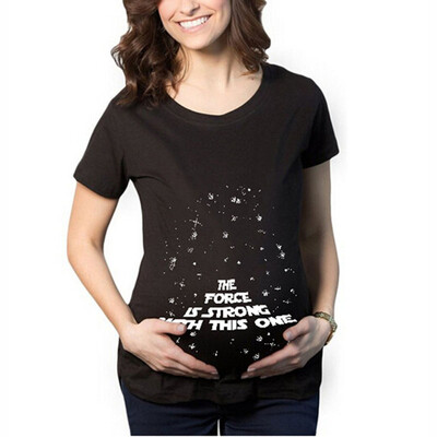 Vicces kismama pólók Bő ruhák terhes nőknek Föld betűk Nyomtatás Rövid ujjú pólók Nyári terhességi ruházat