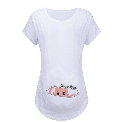 Maternitate Moda Femei Tricouri drăguțe 2022 de vară Desene animat Scrisoare Imprimat Haine Ocazional Pregat Tricouri Prenatale Îmbrăcăminte pentru sarcină