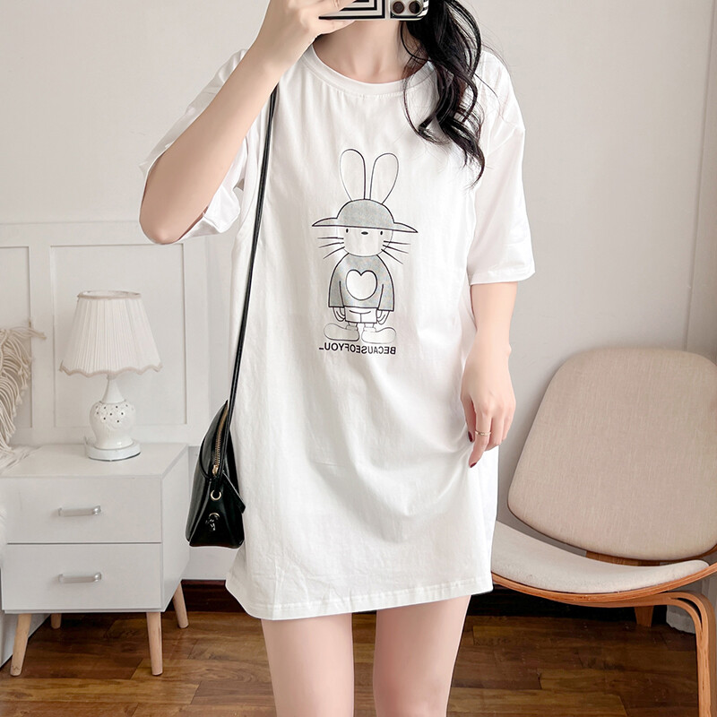 Îmbrăcăminte pentru alăptare Cărucior pentru alăptare Tricou Iepuraș drăguț Solid alb cu mânecă scurtă pentru femei însărcinate Haine de vară 6045B